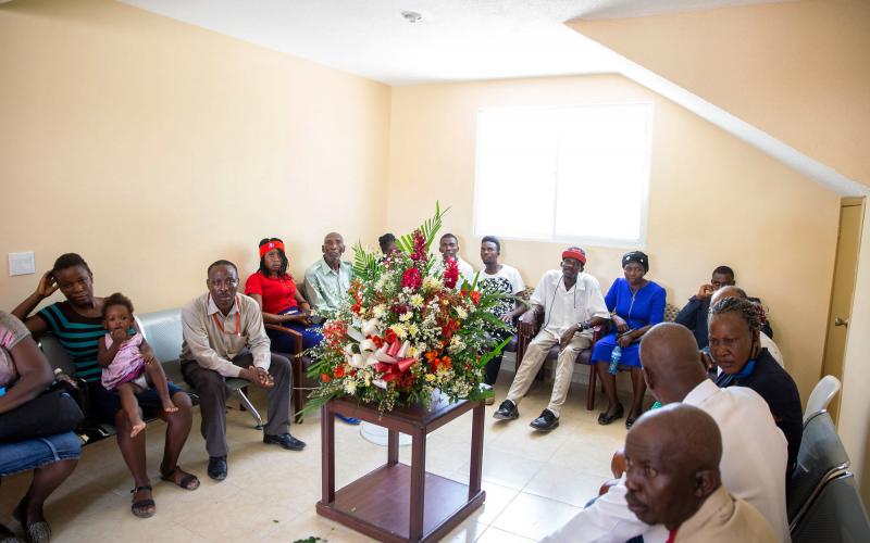 Patients wait in the waiting room of Valley of Hope Hospital in Gallette Chambon, Haiti recently. The hospital was built by Lavonia-based Love Him, Love Them Ministries because the town was without medical services.  Photo submitted
