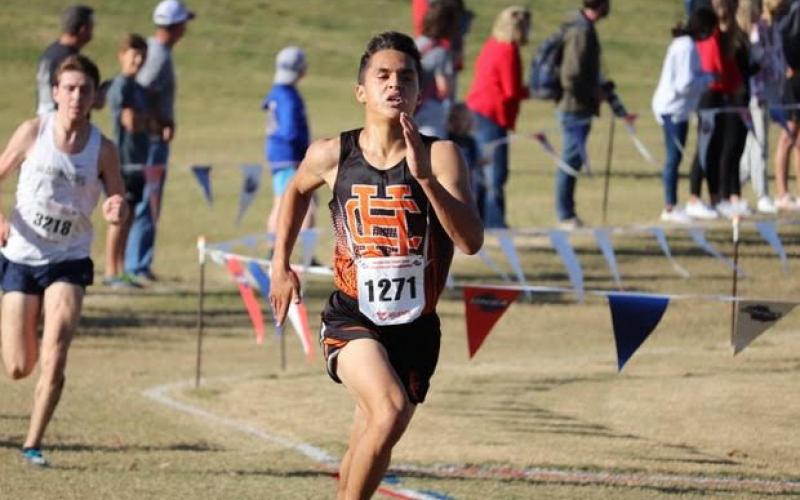Photo submitted - Hart County’s Diego Martinez sprints to the finish in the last leg of the state cross country championship race on Saturday, Nov. 7 at Carrollton High School where he recorded the highest state placement in Hart County history.