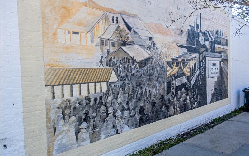The completed mural on the west-facing wall of Little Japan