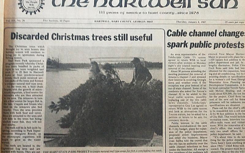 The front page of the Jan. 8, 1987 edition of The Hartwell Sun.