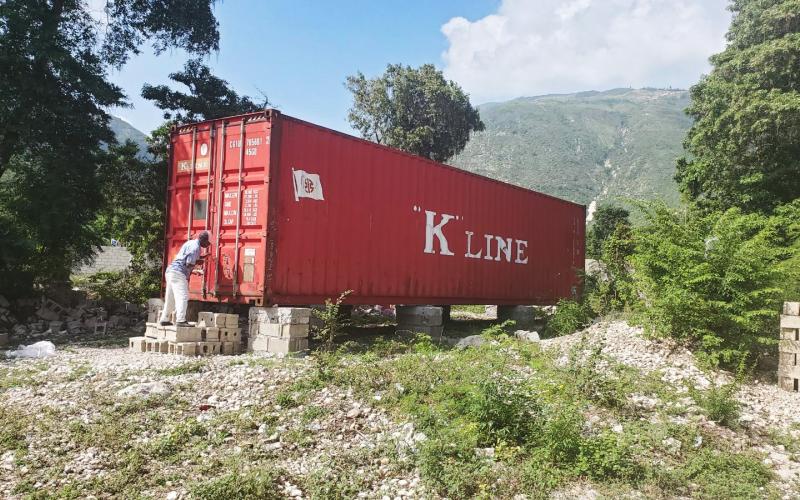 Photo submitted - The first container of medical supplies shipped to Haiti by local ministry Love Him Love Them is shown in Haiti.