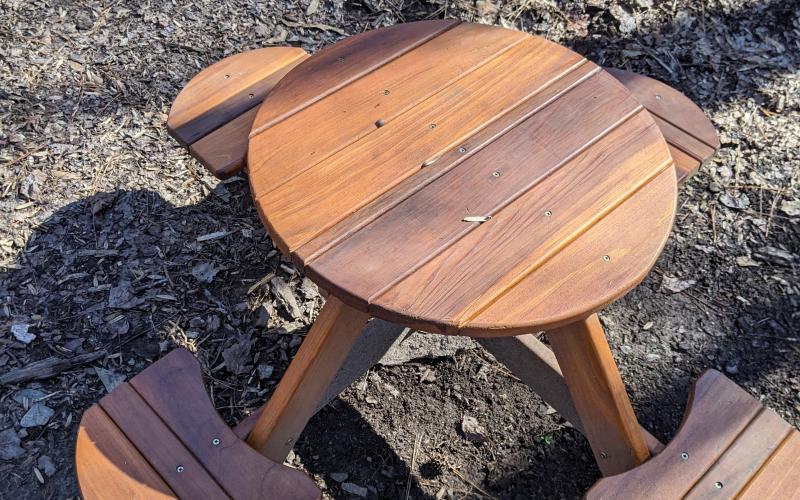 Photo submitted A picnic table for children that was donated to the Hart County Botanical Garden by the Hartwell Rotary Club was stolen recently, garden leaders say. 
