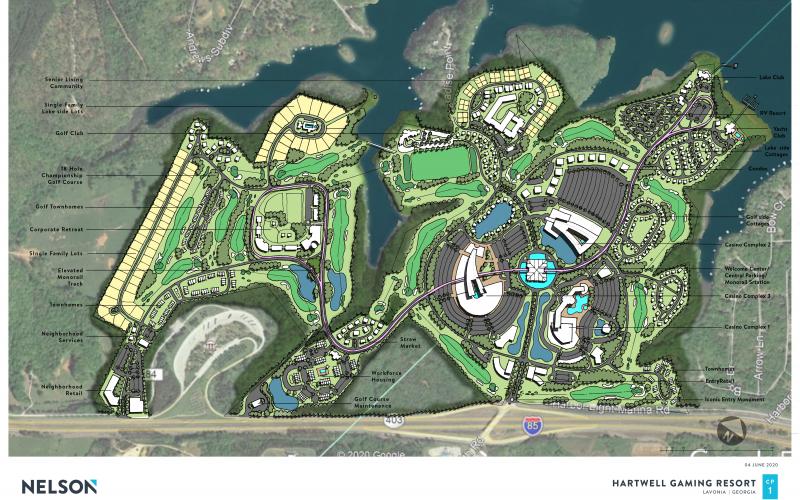 Graphic submitted - A rendering of a proposed casino site near I-85 in Hart County shows what one developer sees as the possible future for casino gambling in Georgia. 