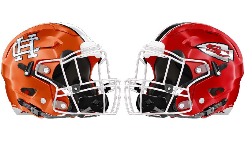 Hart County helmet (left), Stephens County helmet (right).