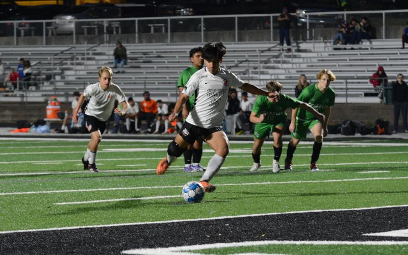 Junior midfielder Axsel Fajardo scores twice in the 5-3 road loss to Franklin County on Tuesday.