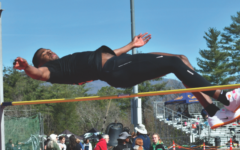  Pictured is senior Tahj Johnson as he placed second in the high jump at the Bo James Invitational at Rabun County High School on March 11.