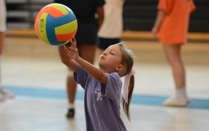 Anna Gray Seymour learning how to pass at the Volley Dogs youth camp on July 18-20.