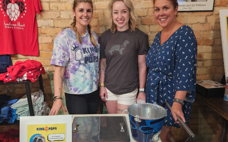 Southern Hart Brewery hosted an event to help raise $7,800 for the Northeast Georgia Animal Shelter. Donations made by individuals and businesses, coupled with the fundraiser have been held with hopes of additional funds to continue. Pictured from left are Kathleen Harvin, Anna Marie Wright and Debbie Henry.