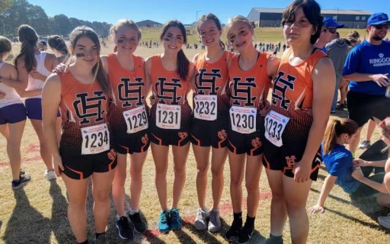 Pictured is the girls cross country team. From left is Nicole Whaley, Isla Bell, Melody Blomberg, Marintha Gordy, Chloe Bennett, and Kathryn Serrano.