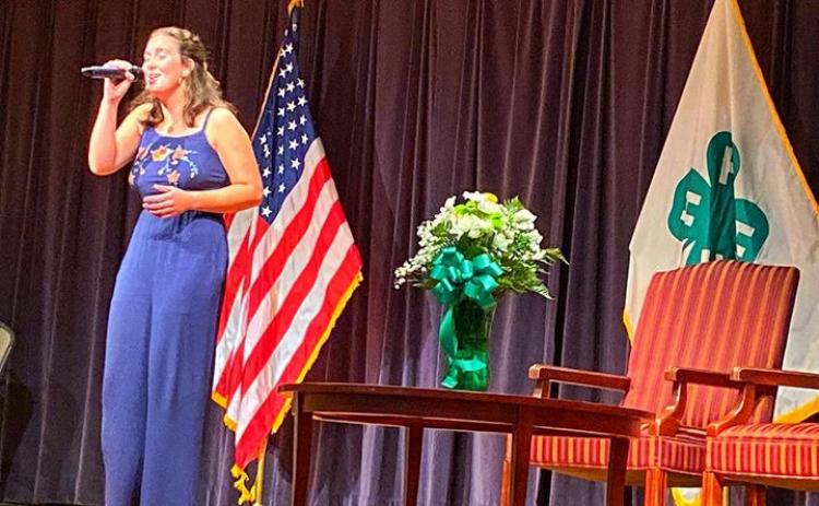 Photo submitted — Hart County High School senior Kate Hobson performs at the 4-H Hall of Fame induction ceremony on Oct. 11 in Chevy Chase, Md.
