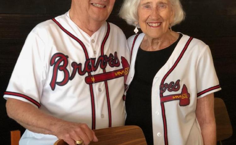 William “Bill” Chafin celebrating the Braves’ 2021 World Series championship with wife Kaye. 