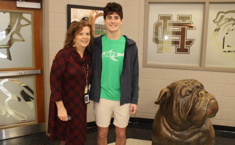 Pictured left Ms. Morgan-Philllips and pictured right is senior HCHS student Tate Phillips as he was named the STAR Student for the class of 2023.