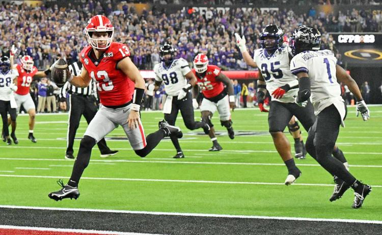 Having advanced from walk-on quarterback to superstar, Stetson Bennett played his last game for the Georgia Bulldogs on Monday night in California’s SoFi Stadium. The sixth-year senior won his fifth Offensive Player MVP award in the last five playoff games, including the CFP National Championship game’s 65-7 thrashing of TCU. Bennett threw four touchdowns while amassing 304 yards through the air. No. 13 also rushed for two more scores. Coach Kirby Smart said that was probably Bennett’s best game ever. Now m