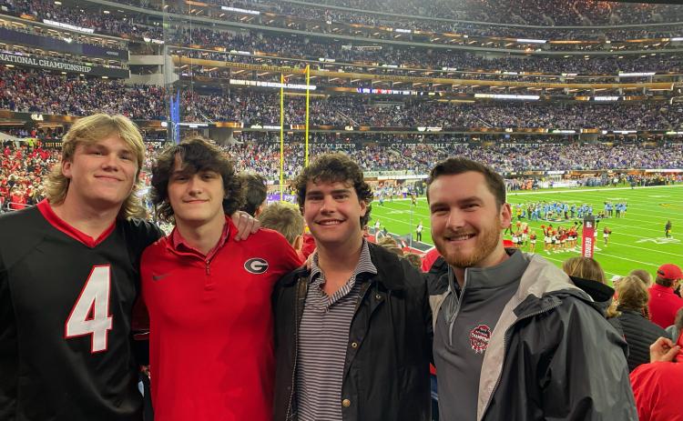 There were several Hartwell residents in attendance Monday for Georgia’s 65-7 thrashing of TCU in the National Championship Game held at Los Angeles’ SoFi Stadium. Pictured above are brothers (L-R) Kip Phillips, Troup Phillips, Crew Phillips and Spooner Phillips.