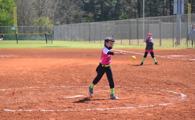 Pictured is Amelia McMaga delivering a pitch.
