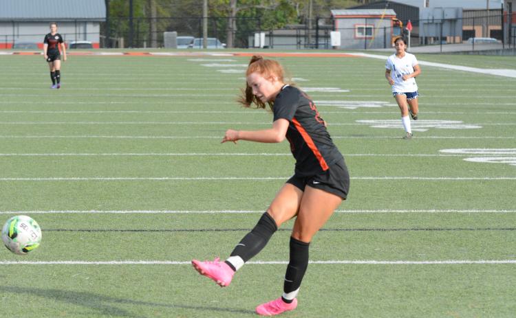 Sophomore forward Channing Segars scores six goals against their rival Elbert County in the 10-4 home win on Tuesday.
