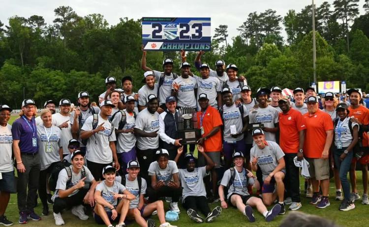 The Clemson mens outdoor track and field team captured the 2023 ACC Championship for the first time since 2004 on May 13 in Raleigh, N.C.