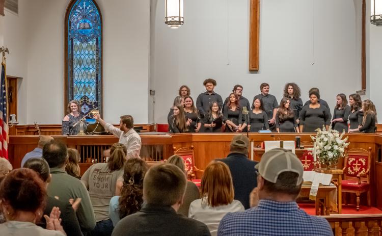 The Hart County High School Chamber Chorus, under the direction of Josh Bryan, presented a spring concert in the sanctuary of Hartwell First United Methodist Church. 