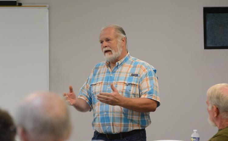 Hart County Commission Chairman Marshall Sayer spoke to the Hart County Property Owners Association Monday night. Sayer brought up the topic of a transportation special purpose local option sales tax that would help pave county roads. 