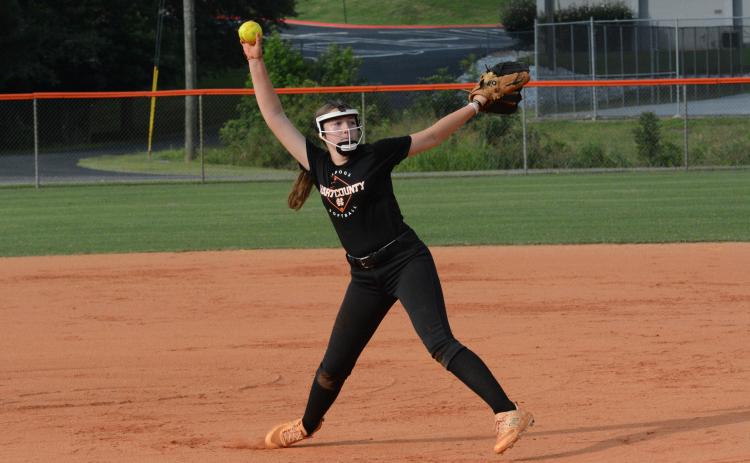 Freshman pitcher MaryBeth White winds up to deliver the pitch during a summer practice.