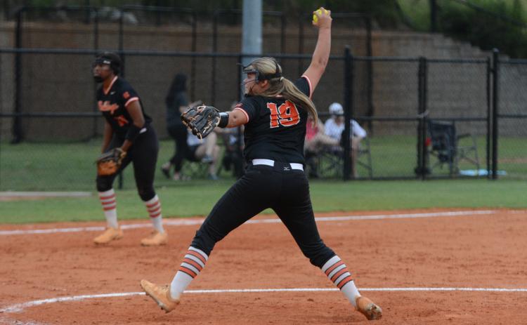 Freshman pitcher Chesnee Strickland pitched and also went 2 for 3 driving in the lone run in the Lady Dogs 10-1 loss to Jackson County on Aug. 8.