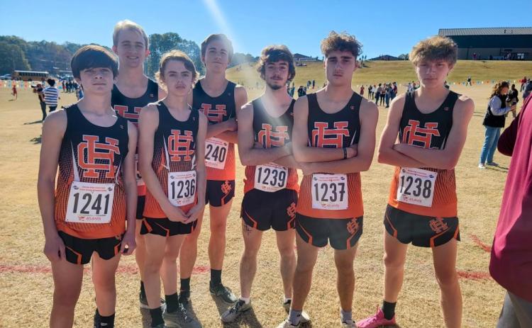 Pictured is the boys cross country team. From left is  Sevyn Singleton, Will Bell, Damian Childres, Zach Simmons, Donavin Layman, Nate Harris, and Braydon Lane.