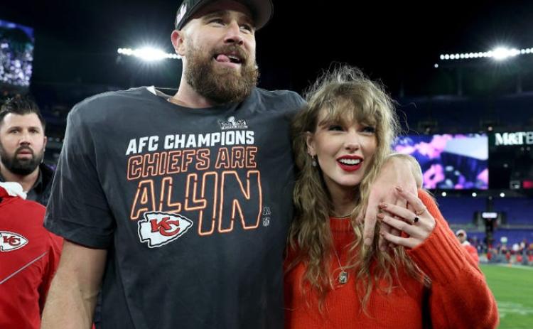 Travis Kelce and Taylor Swift (Photo by Patrick Smith/Getty Images)