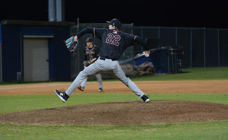 Senior pitcher Avery Strickland picked up the win on the mound as he allowed two runs on six hits and struck out 11 batters in the 10-4 win against rival Elbert County on Feb. 19.